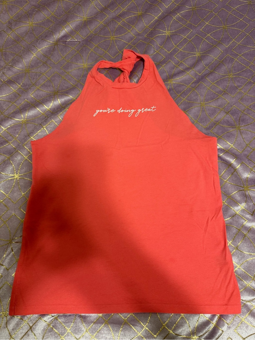 💥 WOMENS PINK - You're Doing Great Coral Tank Top (stains)